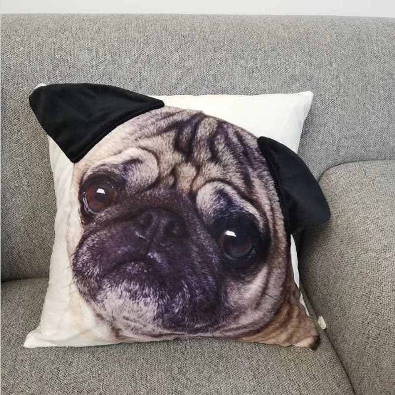 3D Pug Dog Print Pattern Large Ear Cushion For Home Pillows Home Cushion Decor For Sofa Bedroom