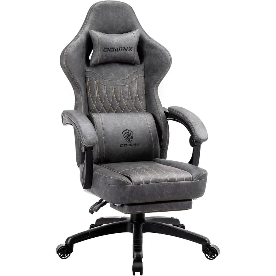 Sedia da gioco Sedia da gamer traspirante in pelle PU con poggiapiedi Massaggio Supporto lombare Computer reclinabile ergonomico grande e alto C