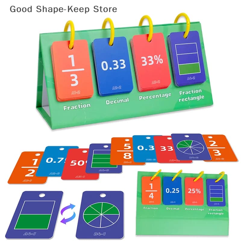104PCS Giocattoli educativi Frazione decimale Schede di conversione percentuale Modello da tavolo Bambini Pensiero Cognizione Aiuto alla formazione