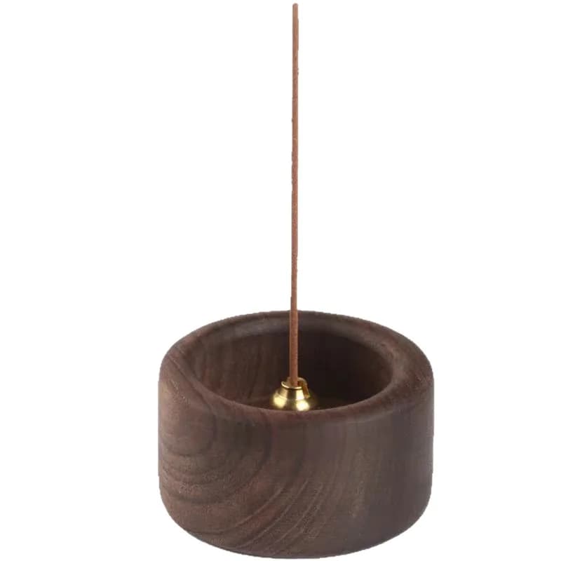 Portaincenso in Legno Massello di Noce Nero - Bruciatore per Bastoncini di Sandalo e Agarwood, Base Repellente per Zanzare