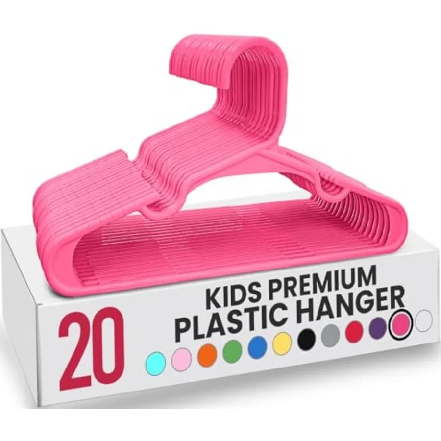 Confezione da 20 Appendiabiti - Appendiabiti in Plastica da 11,5 Pollici per Armadio - Appendiabiti per Vestiti e Appendiabiti per Neonati - Ideali per Ogni Esigenza