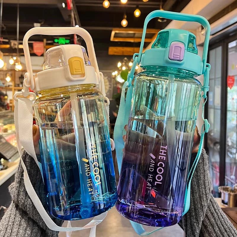 1.5/2 litre portable plastic bottle with straw, large gym glass, travel, juice bottle, without BPA
