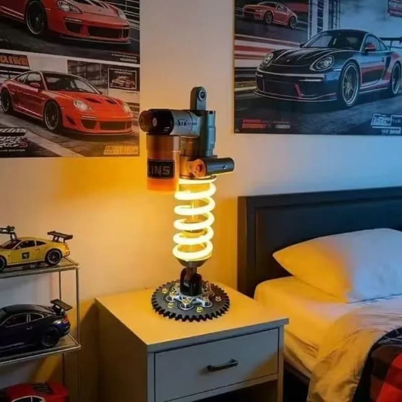 Car Shock Absorber Desk Lamp, Personalized Industrial Style Decor, Night Light for E-Sports Room Ambience Unique Gift for Boys