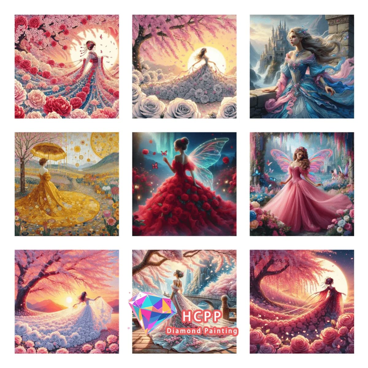 Dreamy Flower Fairy Rose Dress Diamond Painting Kit 5D DIY Diamond Embroidery Cross Embroidery Handmade Art Gift Home Decoration