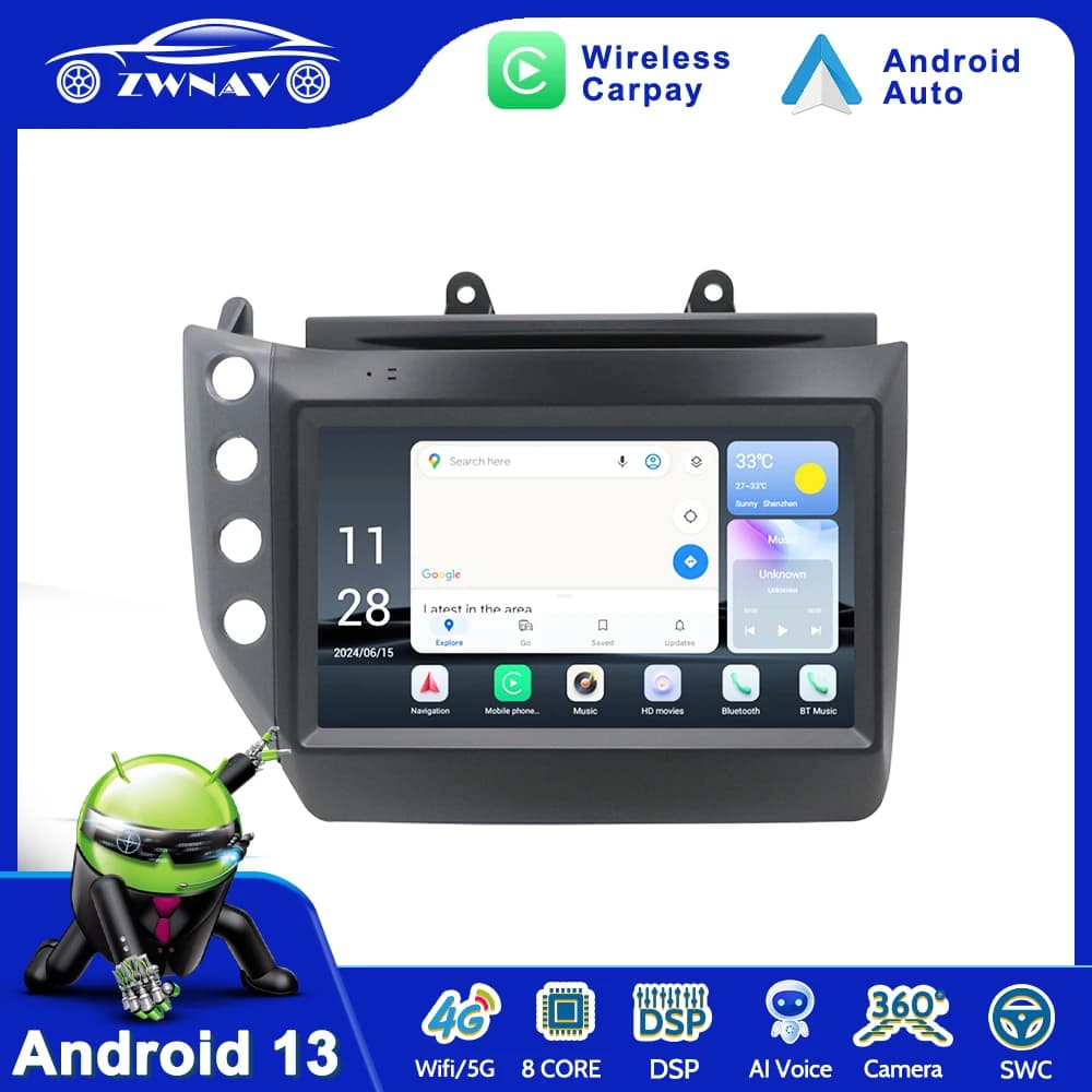 Android 13 Multiplayer For Maserati GT 2007-2015 Car Radio upper and lower dual screen Qualcomm GPS Navigation Carplay Auto 4G