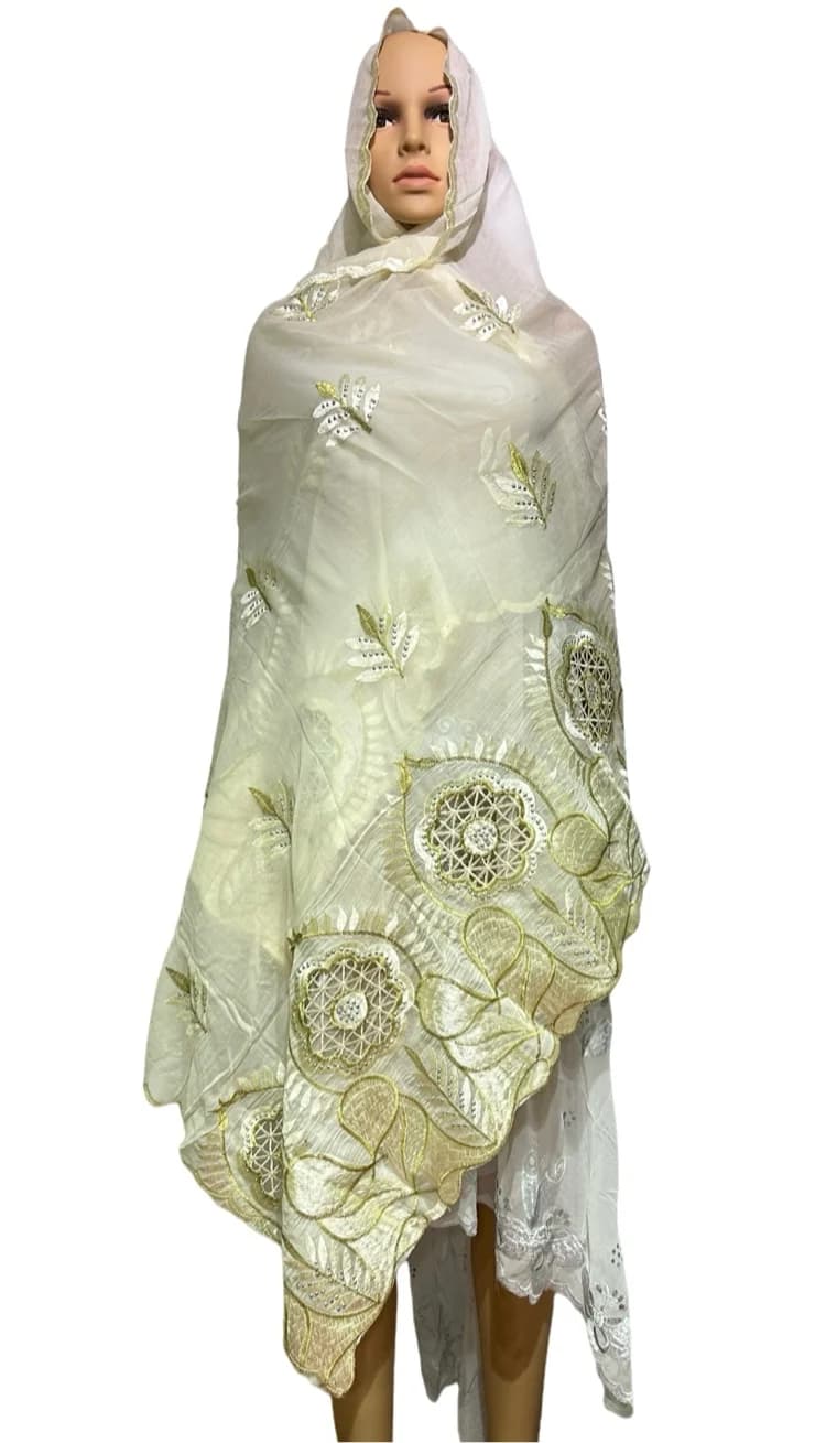 ON SALE African Fashion Muslim Scarf Turban Women Medium Size Sequin Embroidery Cotton Islamic Hijab Embroider Ramadan Dubai