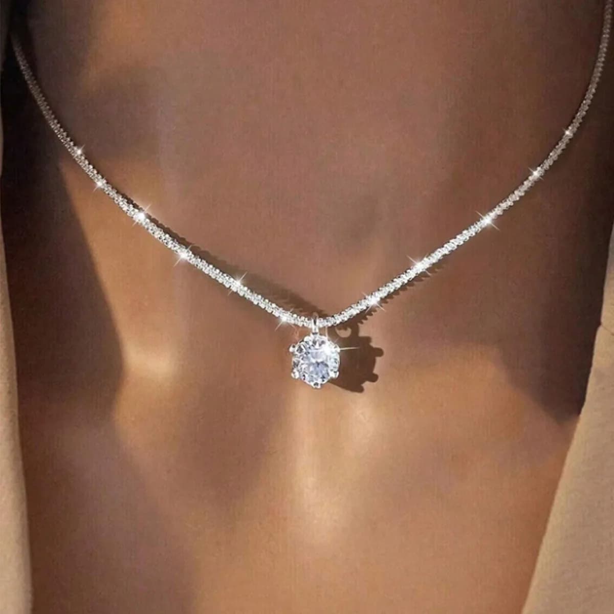 Korean Sparkling Starry Zircon Pendant Necklace For Women Jewelry 2026 Trending New Fashion Women's Silver Color Necklaces