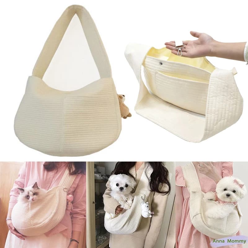 Borsa da trasporto per animali domestici da esterno Imbracatura per cani e gatti Borsa da viaggio in tela Borsa per gatti a spalla singola Borsa comoda a tracolla traspirante
