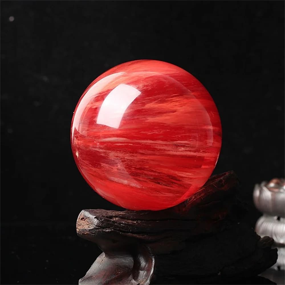 Rare Beautiful Natural Red Citrine Calcite Quartz Crystal sfera sfera Healing Gemstone Home Decor