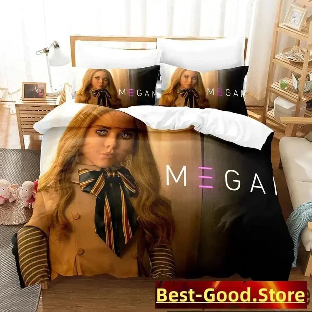 Set di biancheria da letto con stampa 3D del film M3GAN per ragazzi e ragazze, copripiumino e federa, misure Twin, Queen, King, per ragazzi e adulti, tessili per la casa.
