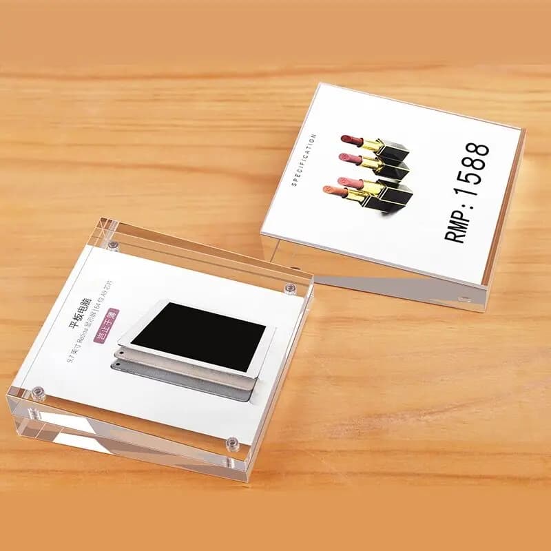 50x70mm / 55x90mm Porta cartello in acrilico inclinato Porta carte per etichette per piccoli prezzi Espositore per foto Cornici per poster