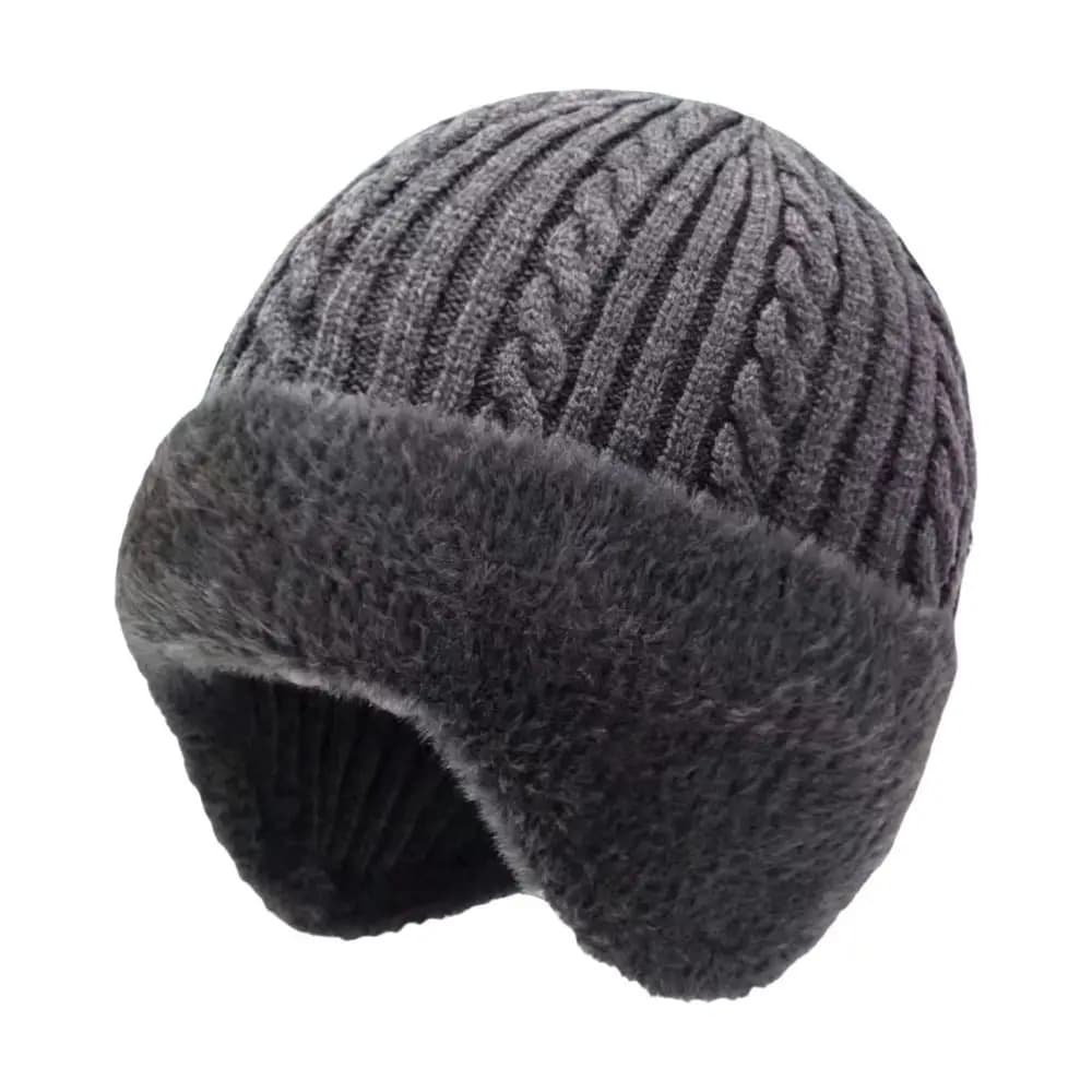 Fashion Thickened Warm Knitted Hat Fur Lined Coldproof Bonnet Caps Double Layers Outdoor Warm Hat for Women Men