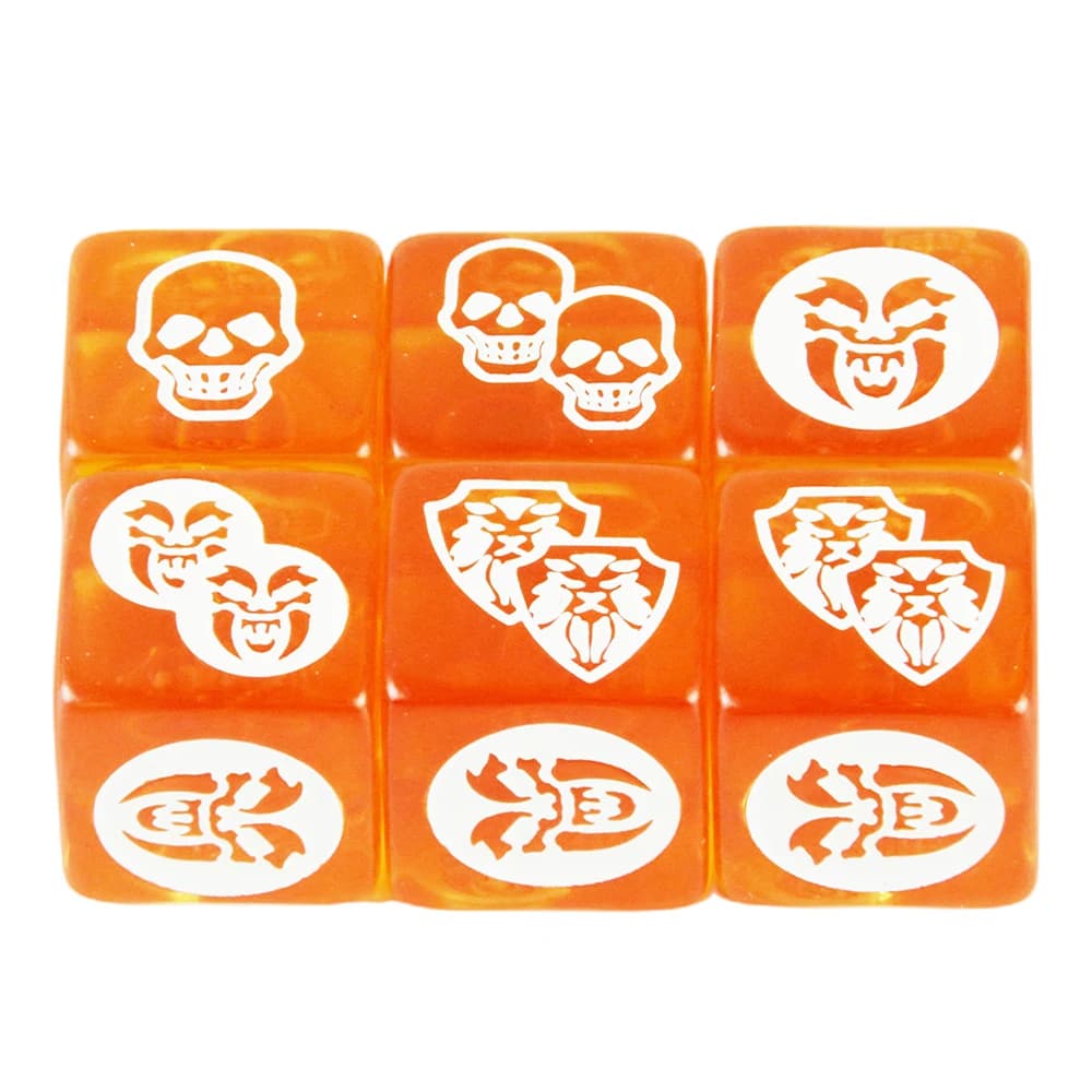 Dadi da gioco 4 pezzi - 10 dadi D6 arancioni trasparenti con motivo bianco per giochi da tavolo