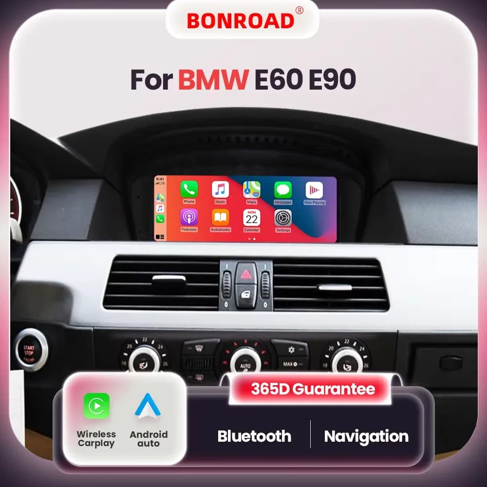 BONROAD CarPlay Screen Radio Android Auto Multimedia Player For BMW 5/3 Serie E60/E61/E62/E63/E90/E91/E92/E93/M3 CCC Mask CIC with Mirrorlink GSP Naviagtion Reverse Function