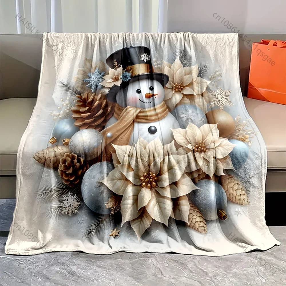 Pupazzo di neve a tema natalizio Coperta con palline di Natale Calda morbida e soffice Coperta per divano letto per bambini e adulti per il campeggio domestico