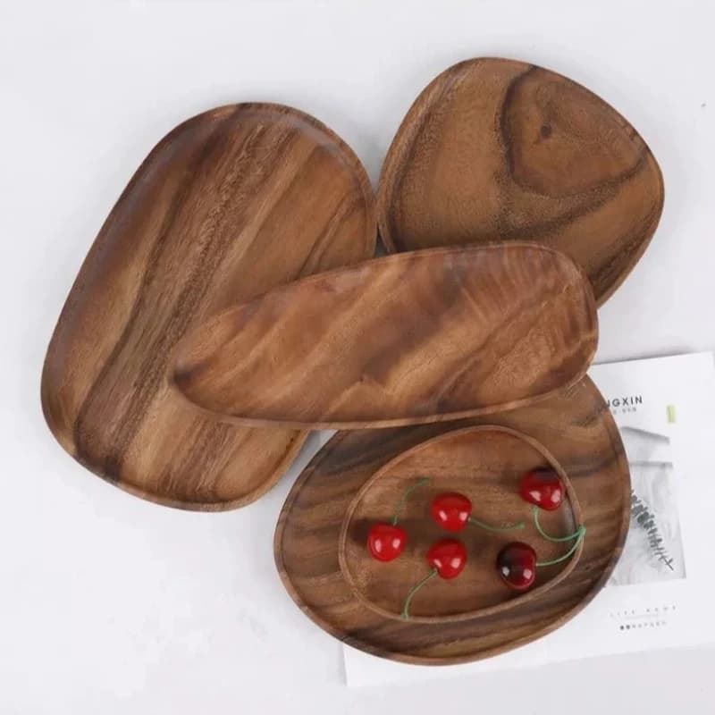 Soggiorno snack caramelle vassoio di frutta vassoio moderno per la casa vassoio di rinfrescamento in noce Vassoio rotondo di frutta secca in stile nordico