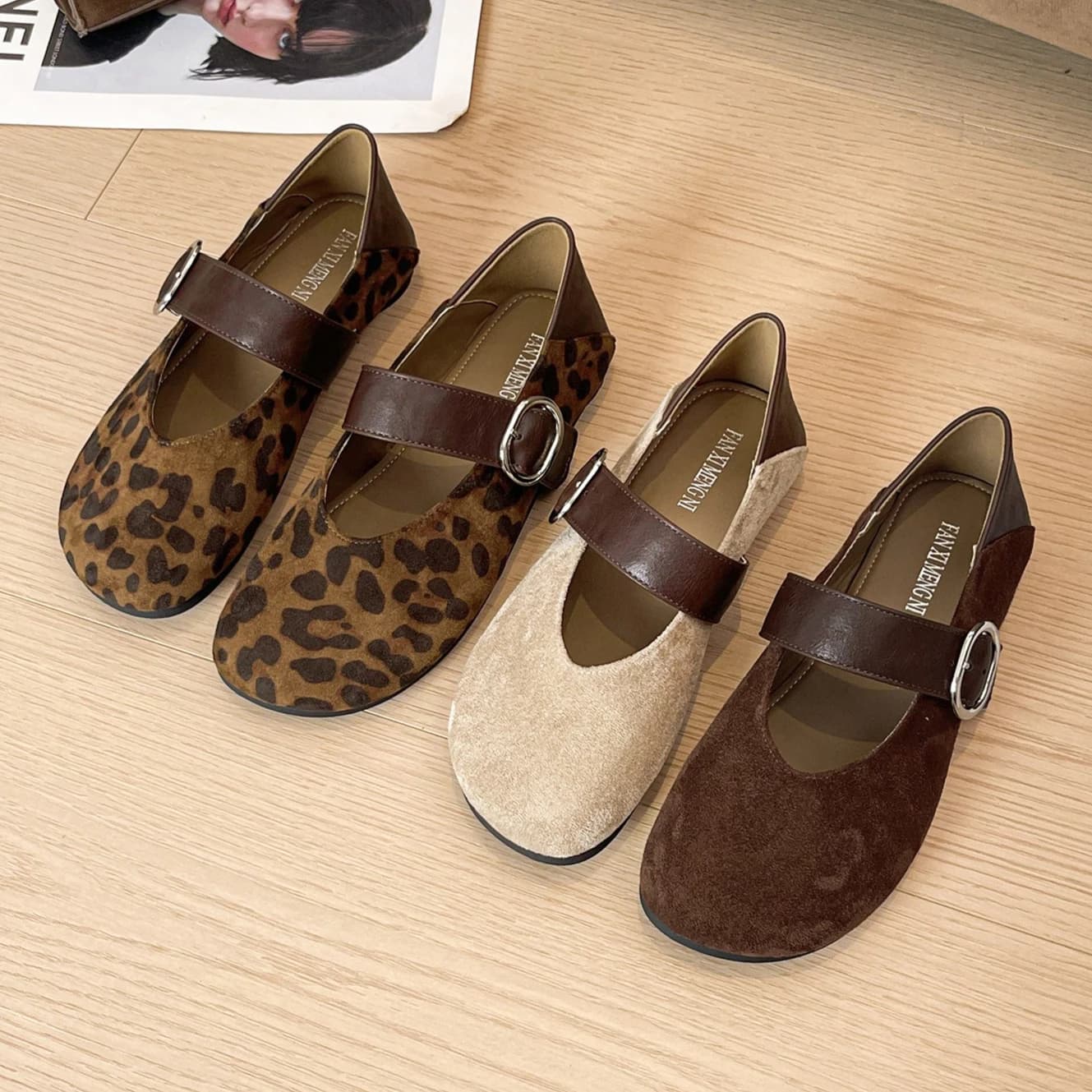 Scarpe primaverili da donna Scarpe basse Moda Stampa leopardata Pelle scamosciata Scarpe casual Birken Mocassini slip-on da ragazza