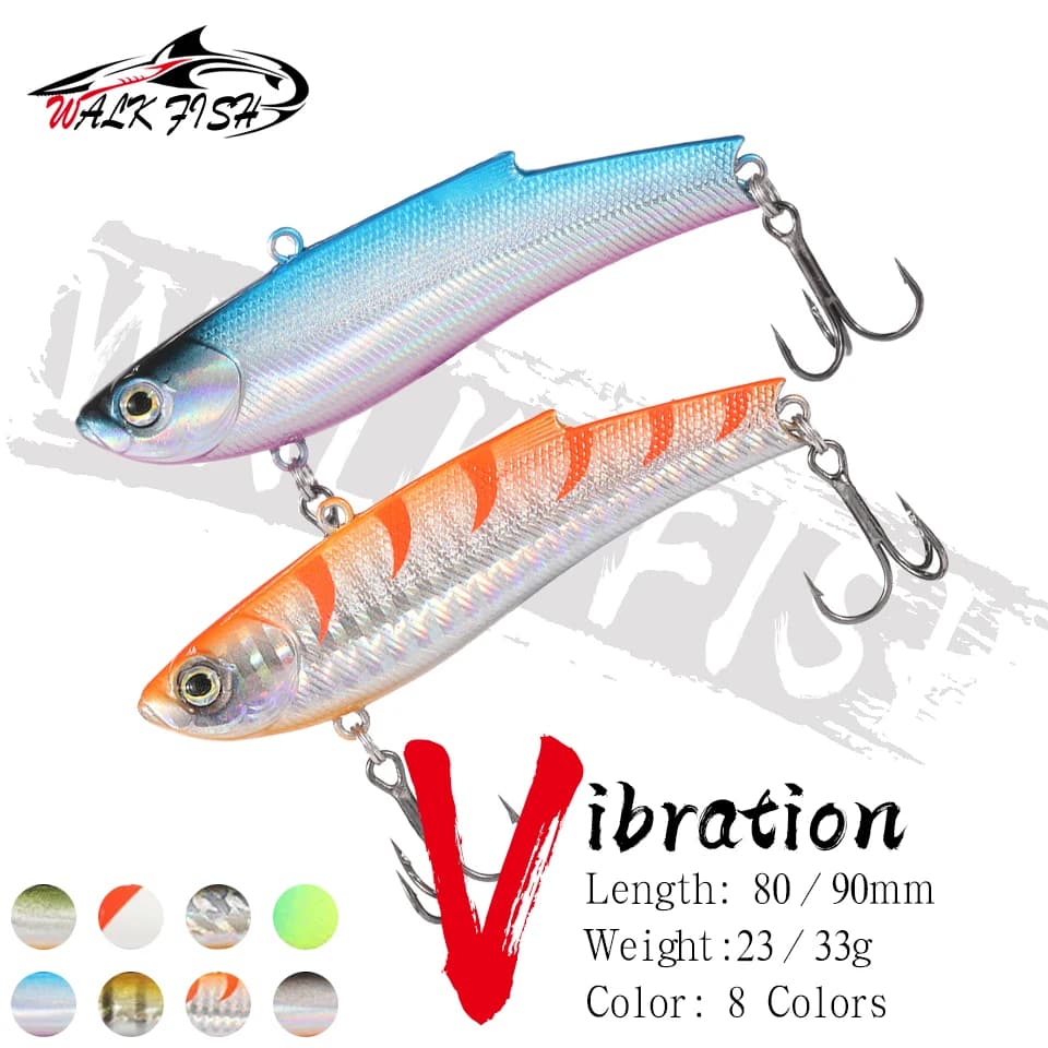 CAMMINARE PESCE VIB Vibration Recalling Fishing 23g 33g Sea Fishing Tools Plastic Esca Dura Bionica Esca Dura Steel Ball Holographic