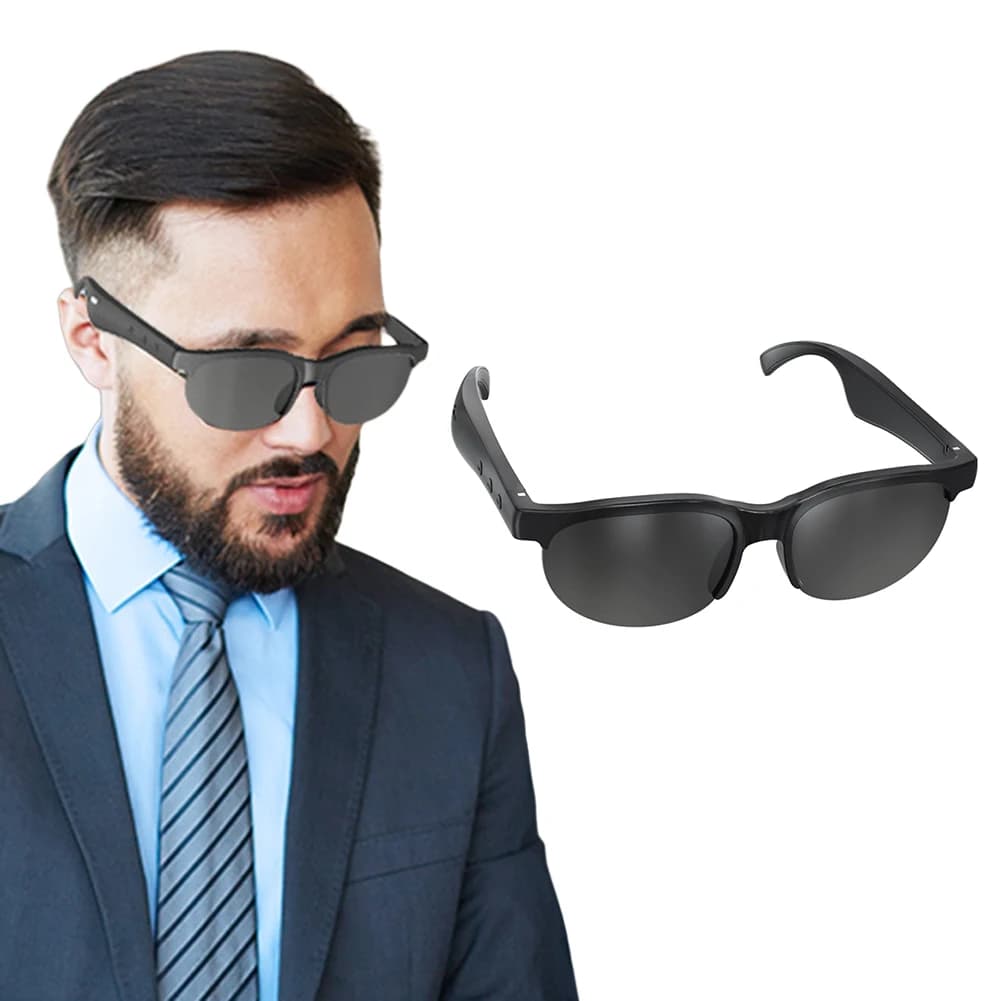 Occhiali Intelligenti con Traduzione AI, Microfono e Altoparlanti Integrati, Occhiali Smart con Auricolari, Cuffie Wireless per Uomini e Donne