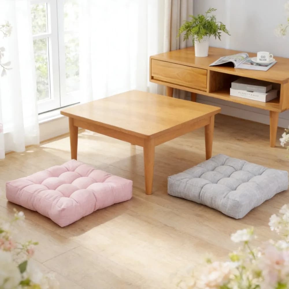 Linen Square Large Floor Cushions Futon Meditation Yoga Thickened Tufted Seat Cushion Floor Seating Pillow Tatami Kids Seat Pads