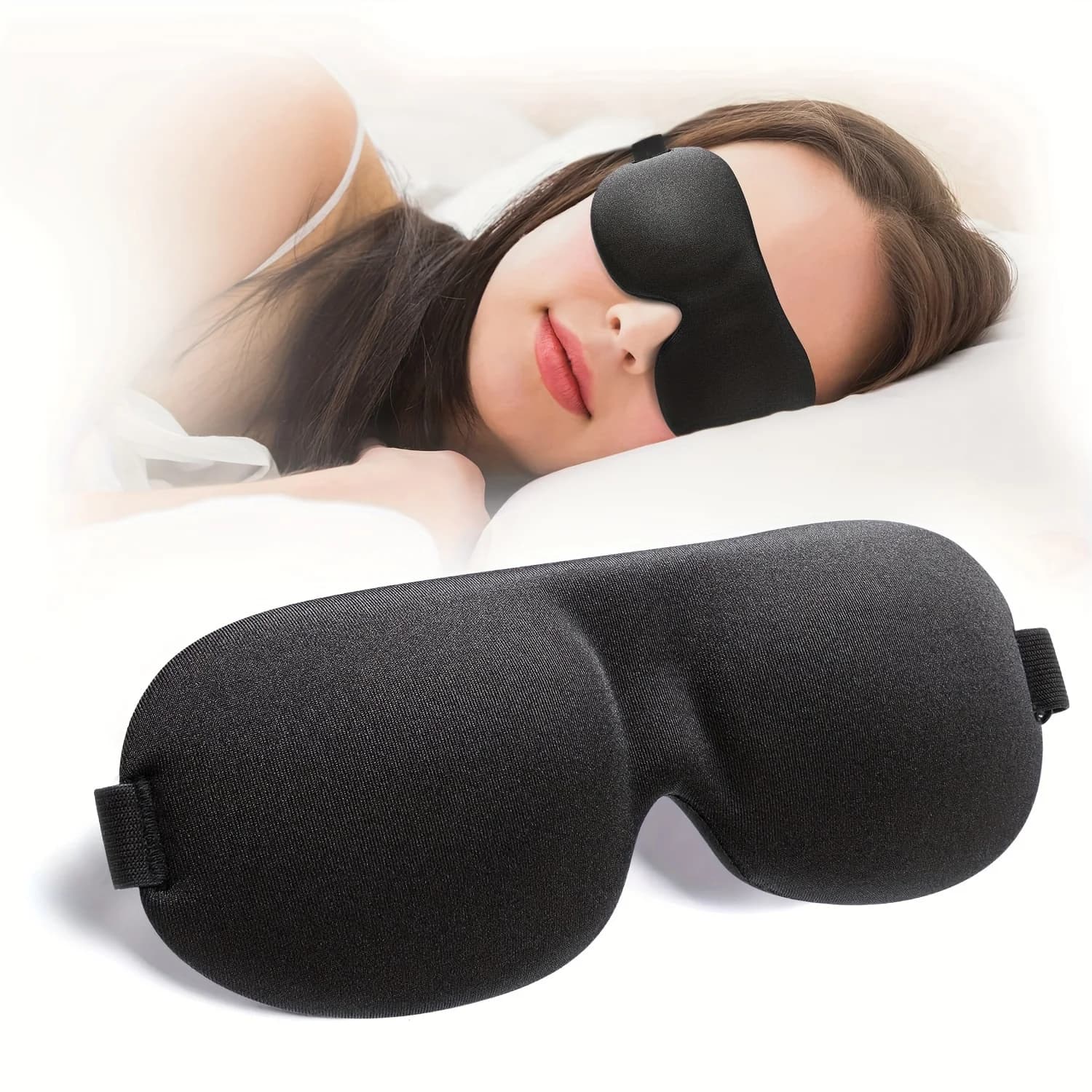 Maschera per dormire unisex da 2 pezzi, maschera per occhi 3D che blocca la luce, in poliestere confortevole, ideale per chi dorme sullo schienale e sul fianco.