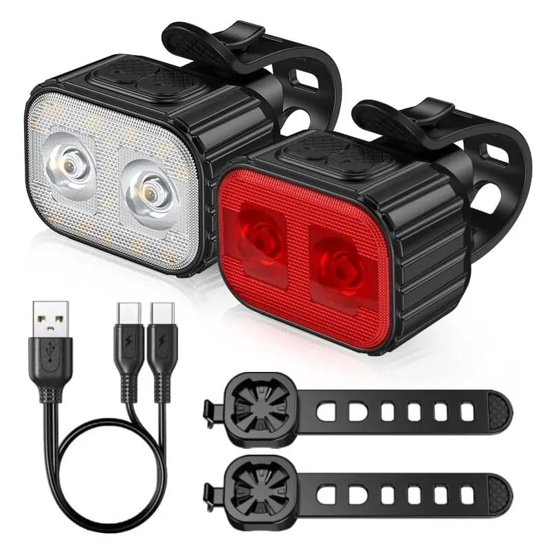CYCLAMI Backlight for Bike Q4 LED Front Rear Lights for Bicycle Charge USB Headlight Cycling Bicycle Lantern Accessories Bicycle Lamps