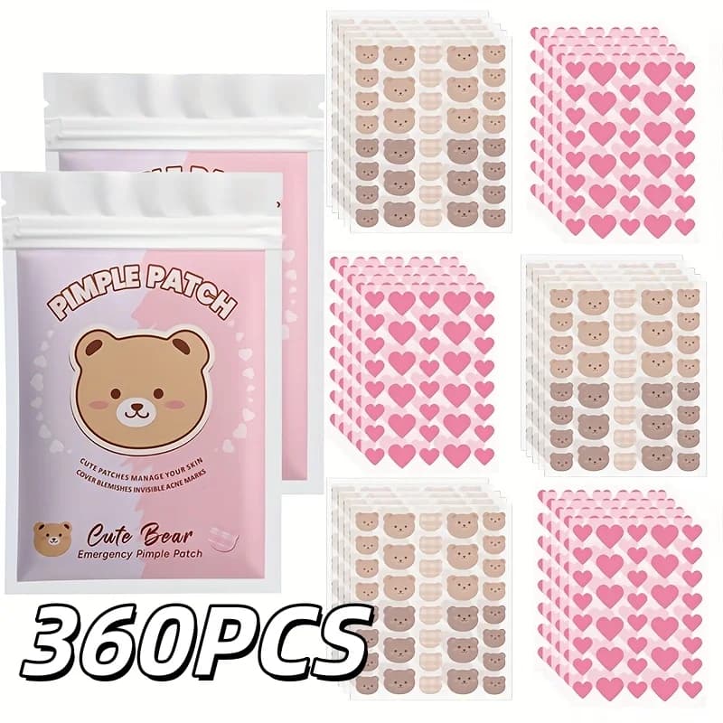 360 adesivi correttivi a forma di orsetto carino + cuore rosso. Delicato e non irritante, senza alcol, fragranze e tossine