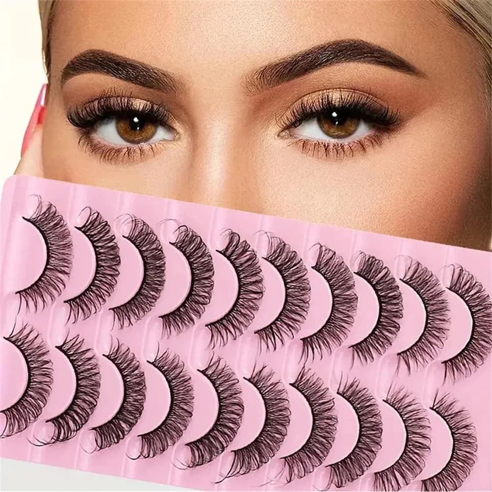 10 pairs of long, thick and natural eyelashes crossed – Dramatic stage look in European-American style