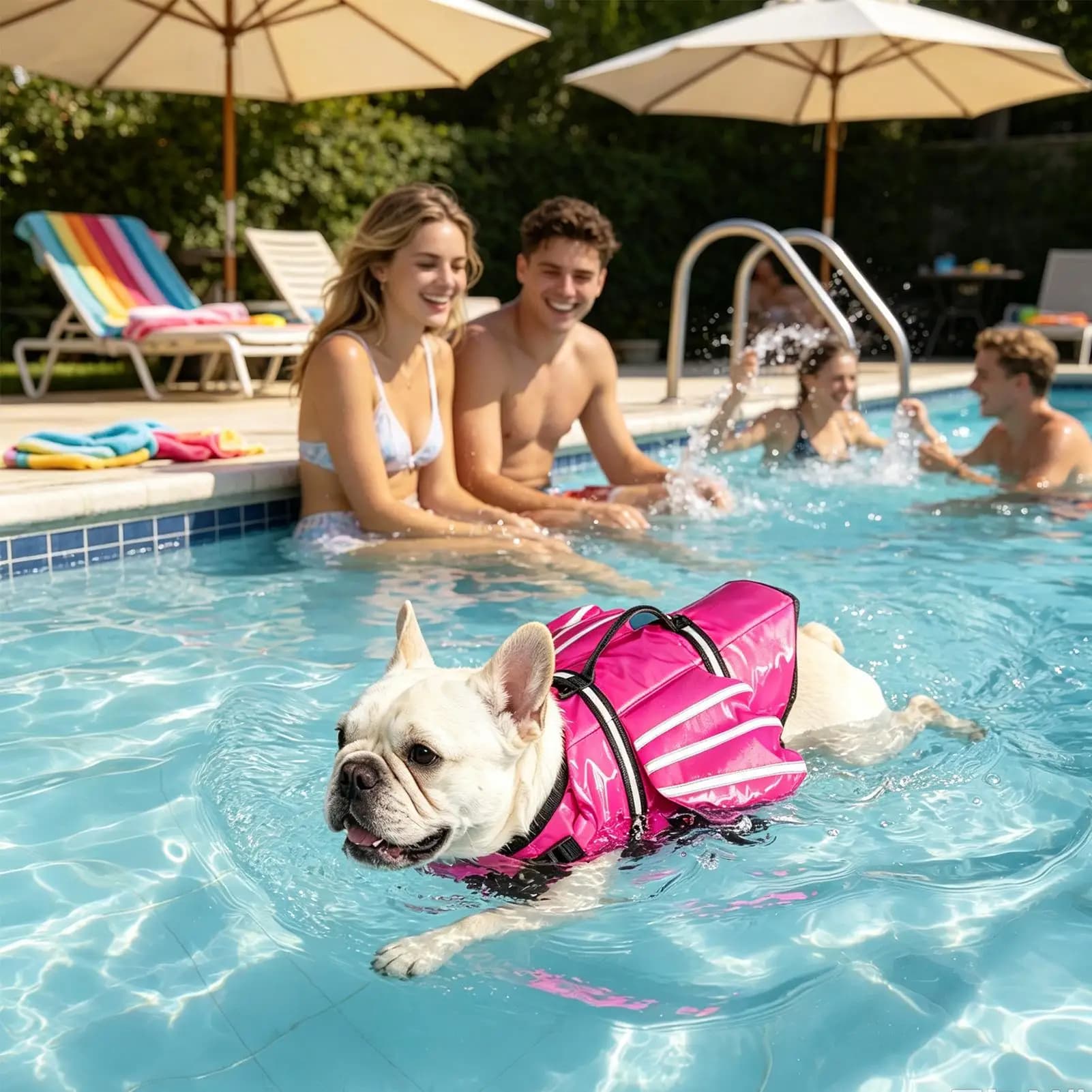 Dog Life Vest Reflective Wing Swimming Float Jacket with Chin Rest Dog Floating Vest with Rescue Handle for Pool Beach Lake