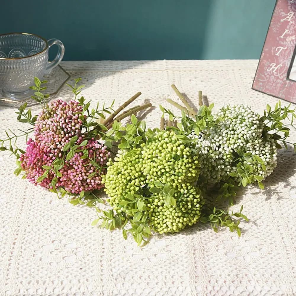 Pianta di Chiodi di Garofano Artificiale Fatta a Mano, Fiori Simulati Realistici in Plastica per Decorazione Casa e Tavola