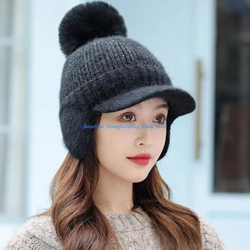 E56A Set sciarpa per cappello lavorato a maglia Set paraorecchie Set sciarpa invernale calda per berretto Set passamontagna per