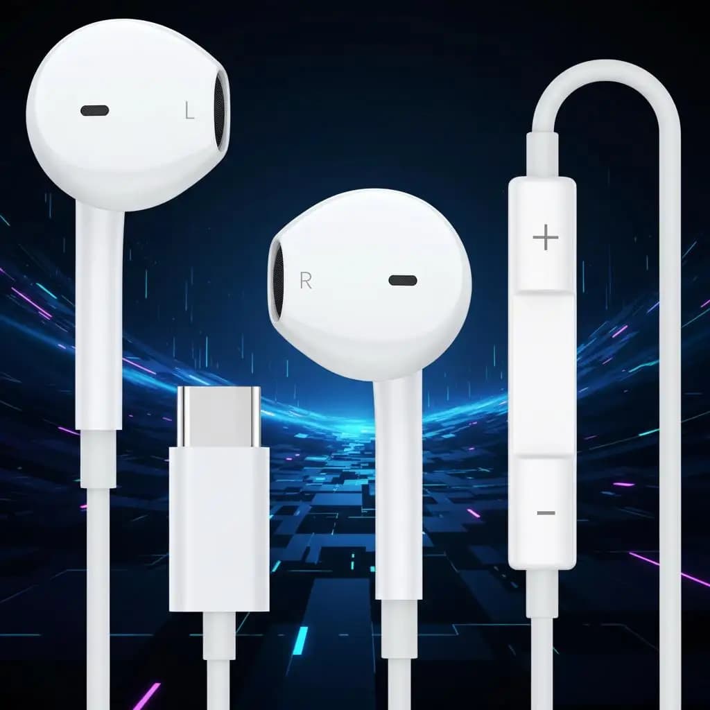 HiFi Stereo USB C Wired Earphones Built in Microphone and Volume Control Type C Earbuds Compatible for iPhone 17 16 15 In Ear Headphones with Clear Sound Quality gaming headset headset wireless headphones air pods pro bluetooth headset bluetooth