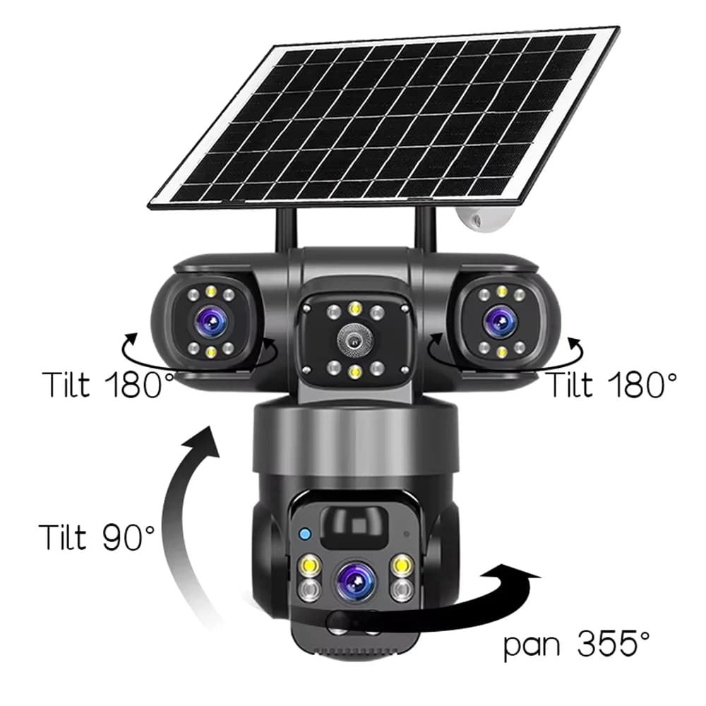 Sicurezza esterna: telecamera PTZ da 6 MP ad energia solare da 2,5'' - IP66 impermeabile 350 ° Rotazione 25M Visione notturna IR Audio bidirezionale