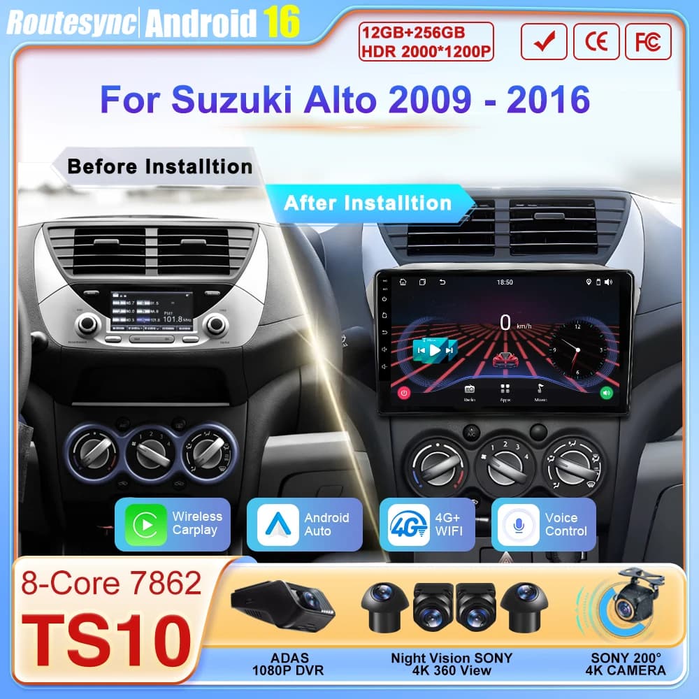 2Din Car Raido Stereo Multimedia Player Android 16 Per Suzuki Alto 2009 2010 2011 2012 2013 2014 2015 2016 Autoradio Carplay GPS