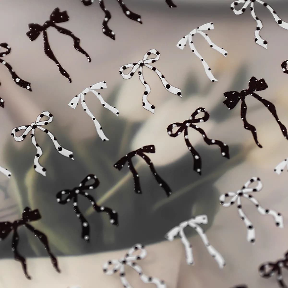 Adesivi per Unghie 3D a Forma di Fiocco Colorato a Pois, Decorazioni Autoadesive per Unghie, Fiocchi Rossi e Neri, Adesivi a Nastro per Manicure Fai-da-Te