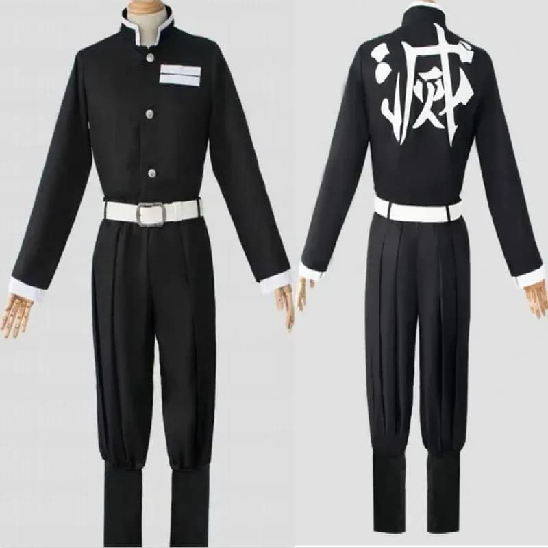 Cosplay Costume Anime Demon Slayer Kimetsu no Yaiba Top Jacket Pants Black Team Unisex Uniform Set Halloween Christmas Clothes