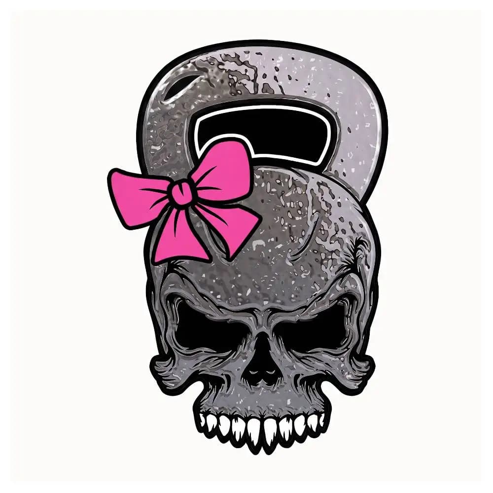 Skull Kettlebell Waterproof Stickers For Decorating Car Windows Motorcycles And Computers.