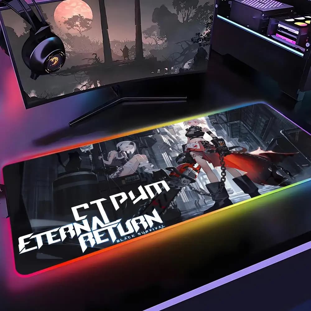 Tappetino per Mouse da Gaming Nero con Retroilluminazione RGB, Grande Mousepad con Effetto Luminoso per Scrivania