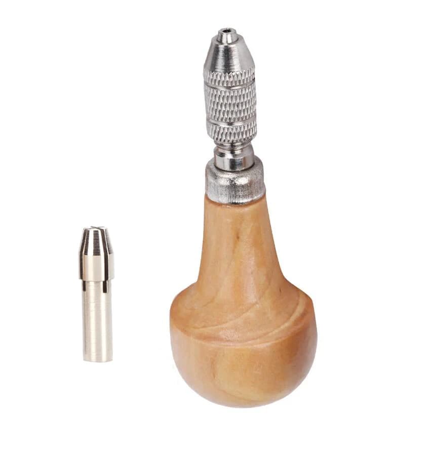 Perno con pinza per creazione di gioielli Punta rotante Portafilo Strumento Perno Morsa Clip per avvolgimento Manico in legno Graver Mandrino Ugello di bloccaggio terminale