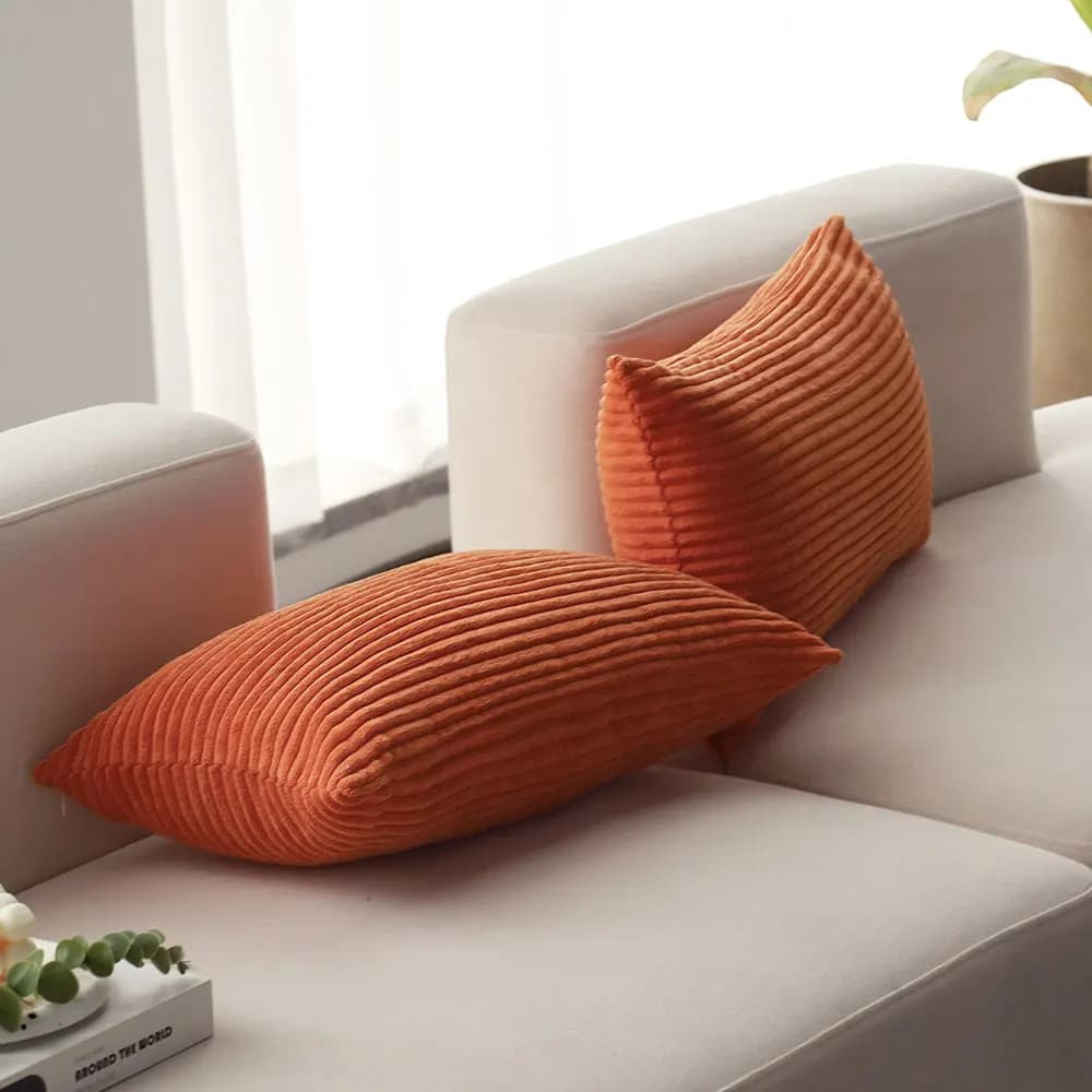 Fodera per cuscino rettangolare arancione Federa in velluto a coste ultra morbido Comoda fodera per cuscino per divano del soggiorno 30x50 Funda Cojin