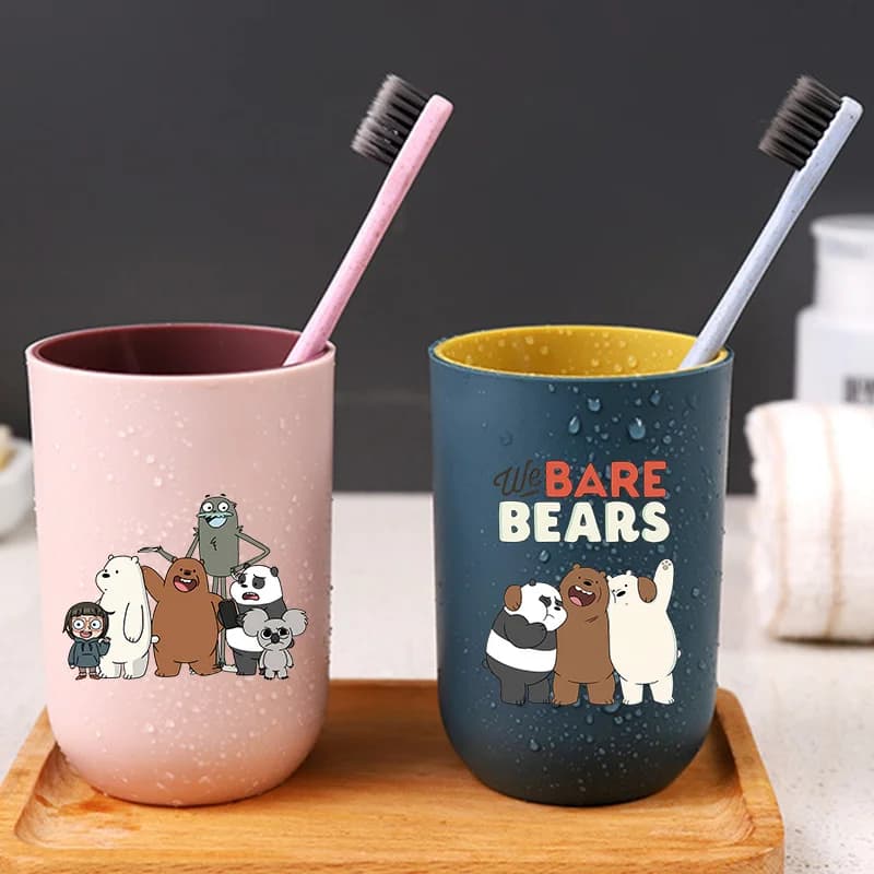 We Bare Bears Toothbrush Cup Cartoon Mouth Rinsing Mugs Anime Cute Water Cup Bathroom Toothbrushes Holder​ Men Women Home Props