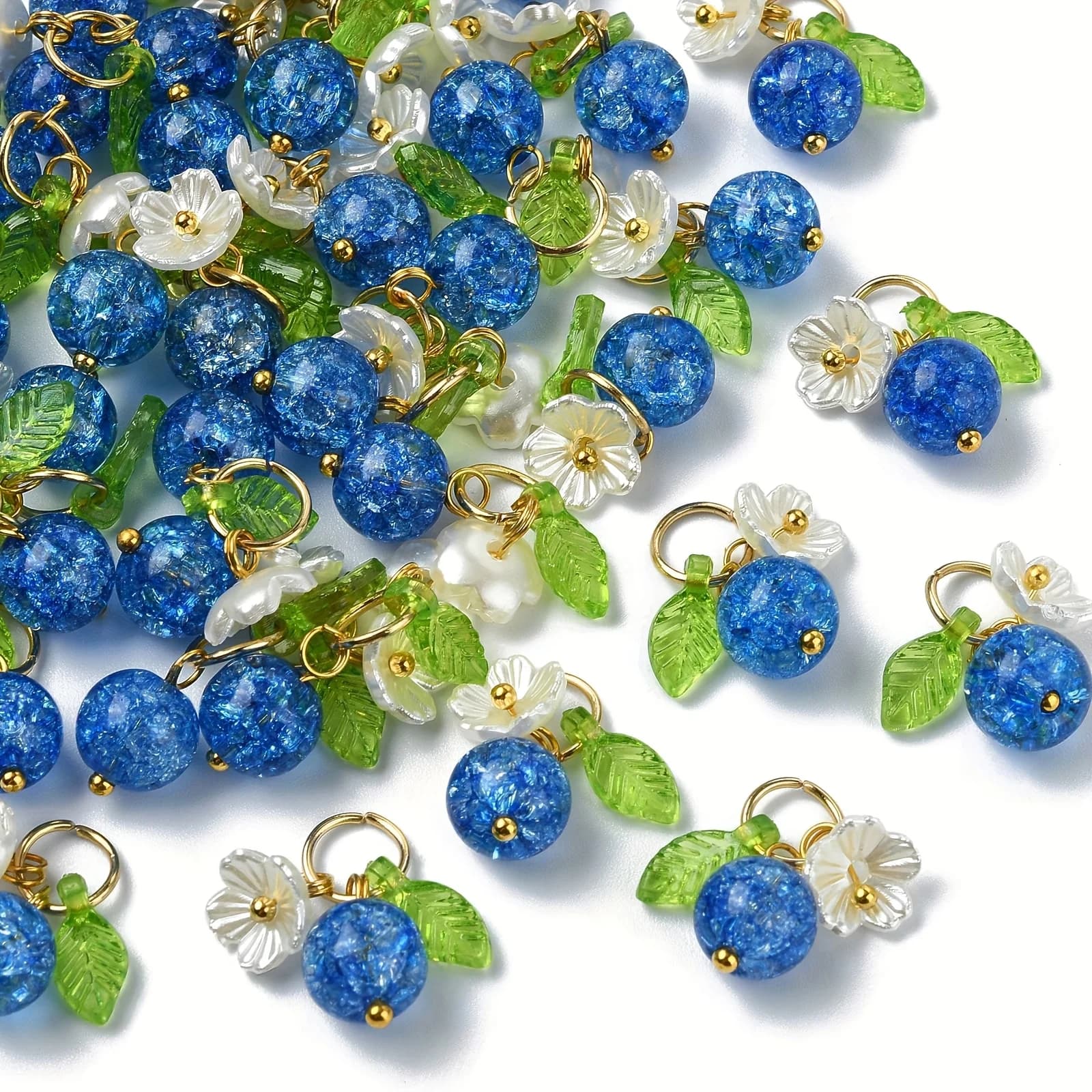 30 Blueberry Charms, Suitable for Earrings and Other Handmade Crafts, DIY Bracelets, Necklaces, Earrings, and Handmade Jewelry Accessories