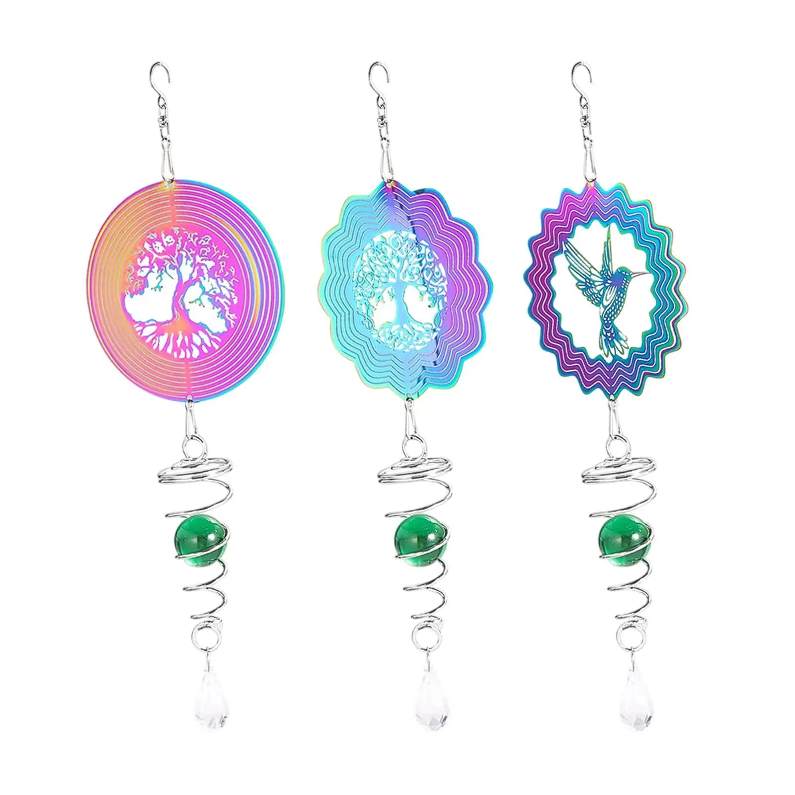Wind Spinner Decorative 3D Cut Metal Art Wind Chime for Balcony Patio Door