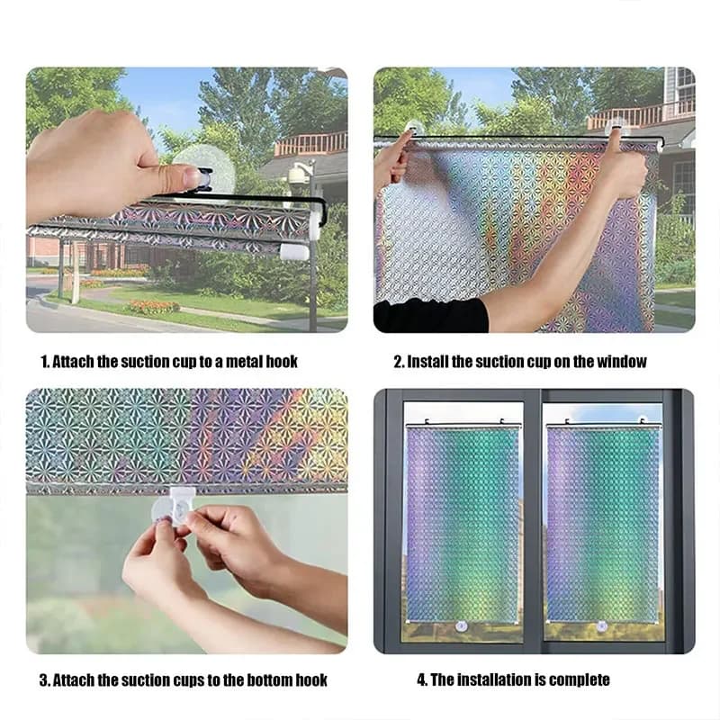 Saldi estivi! Tenda a rullo per tende oscuranti senza trapano – Protezione privacy/UV, installazione a ventosa (camera da letto, ganci gratuiti)
