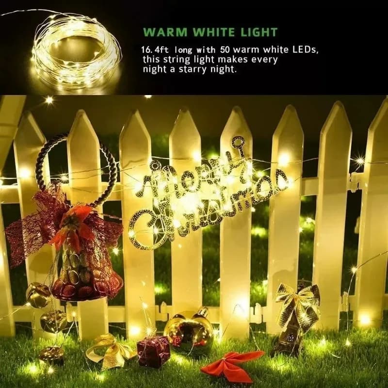 1pc Outdoor Solar String Light LED Fairy Garland Copper Wire Light Garden Yard Party Christmas Decoration Lamp 8 Mode