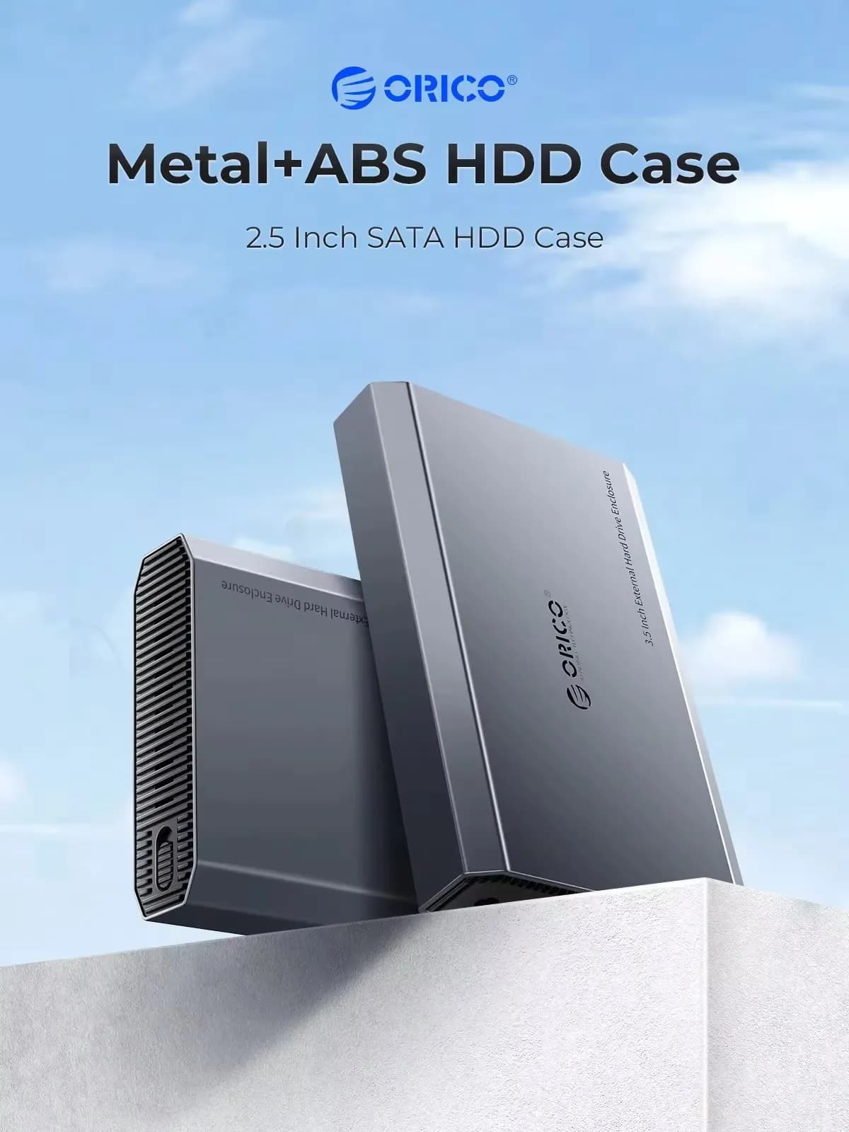 Custodia per disco rigido ORICO Custodia per disco rigido da 2,5/3,5 pollici Custodia per HDD esterna USB 3.1 Type-C Lega di alluminio e ABS con adattatore di alimentazione 12V2A