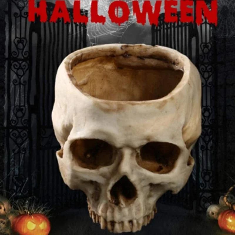 1 pz, resina teschio fioriera fiore piante grasse vaso cactus fioriera vasi supporto Halloween per l'home office (piante non incluse)