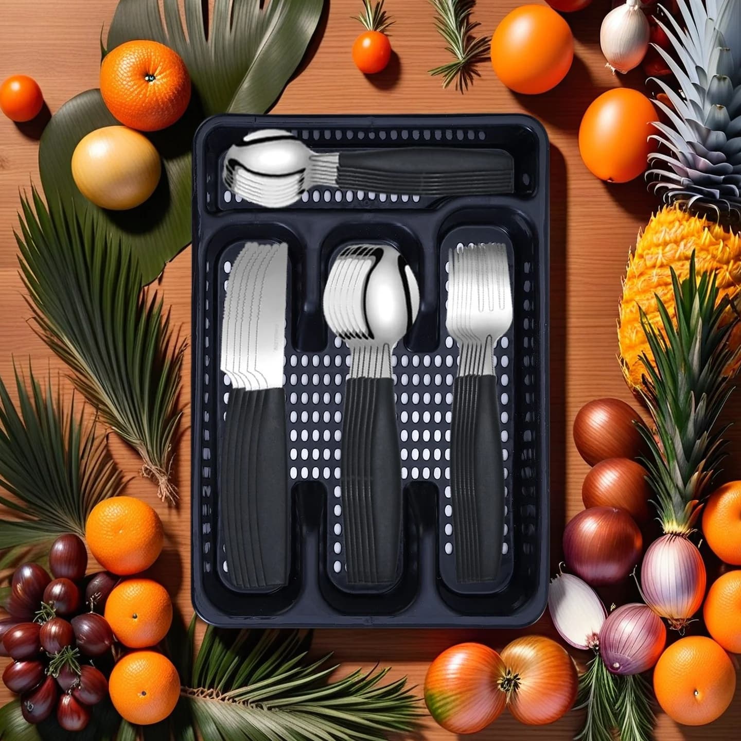 25 pezzi/set set di posate, forchette e cucchiai in acciaio inossidabile Utensili da cucina per la casa Stoviglie per la cena delle vacanze