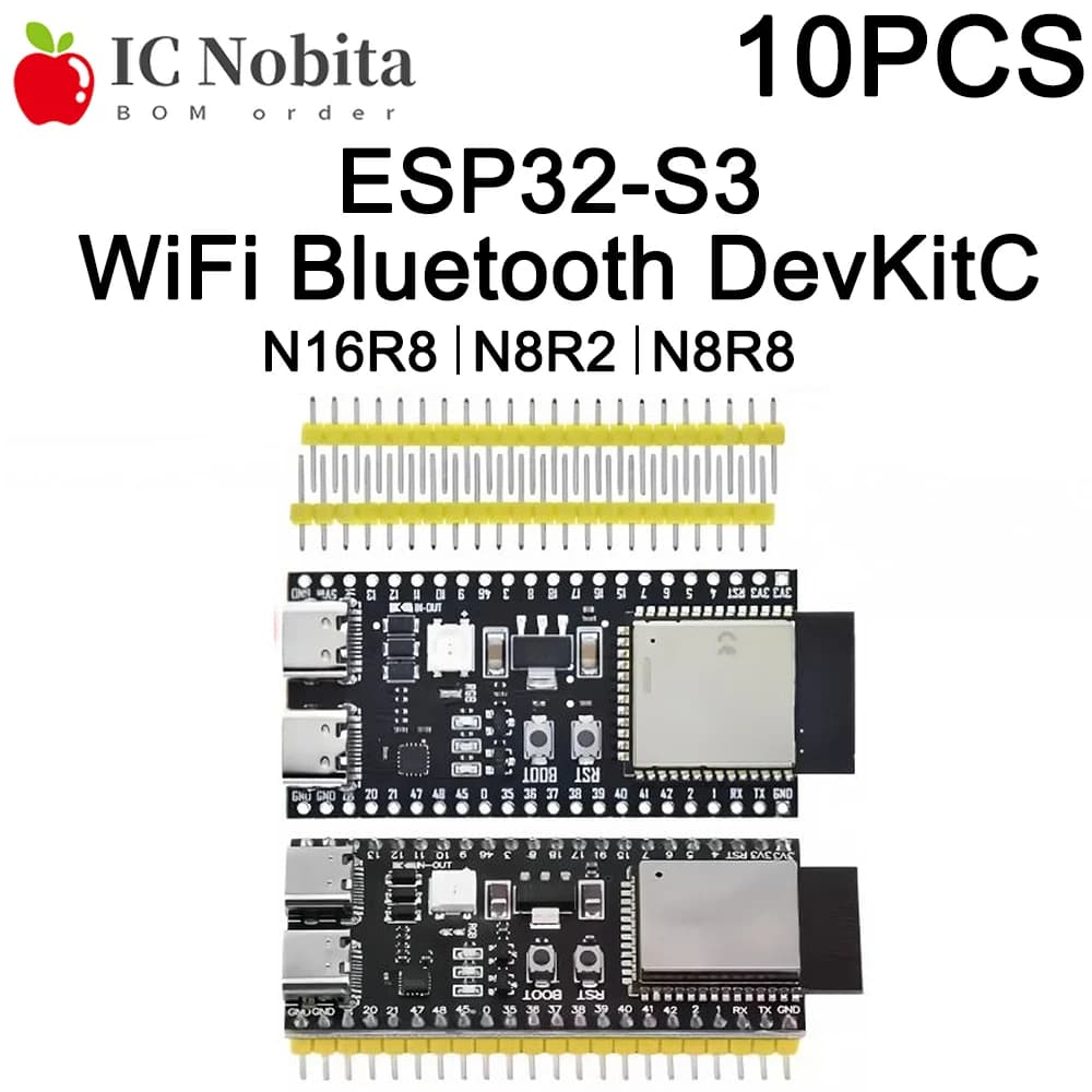 10PCS ESP3-S3 N16R8 N8R2 N8R8 WROOM 1 Scheda di sviluppo WiFi Bluetooth 16MB Flash 8MB PSRAM 44 Pin Tipo C per Arduino IDE