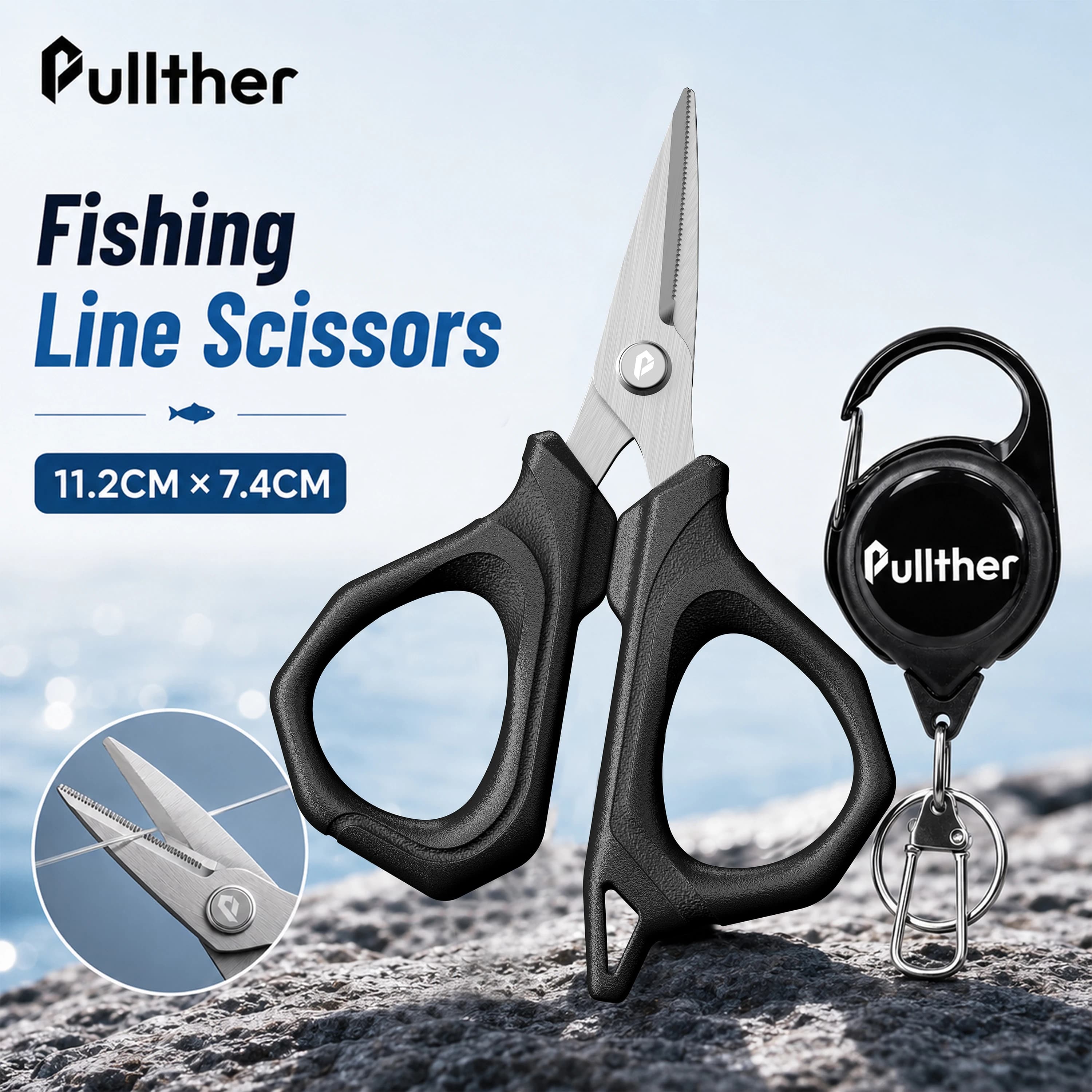 Fishing Scissors Stainless Steel Plier cut Braid Line PE Wire Cutter with Retractable KeyChain Fishing Pliers Tools Accessories